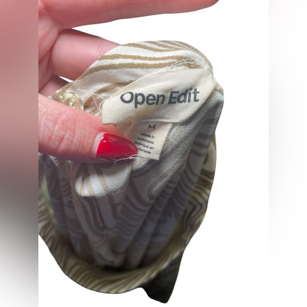 Open Edit White & Tan Swirl Print Open Back Shift… - image 7